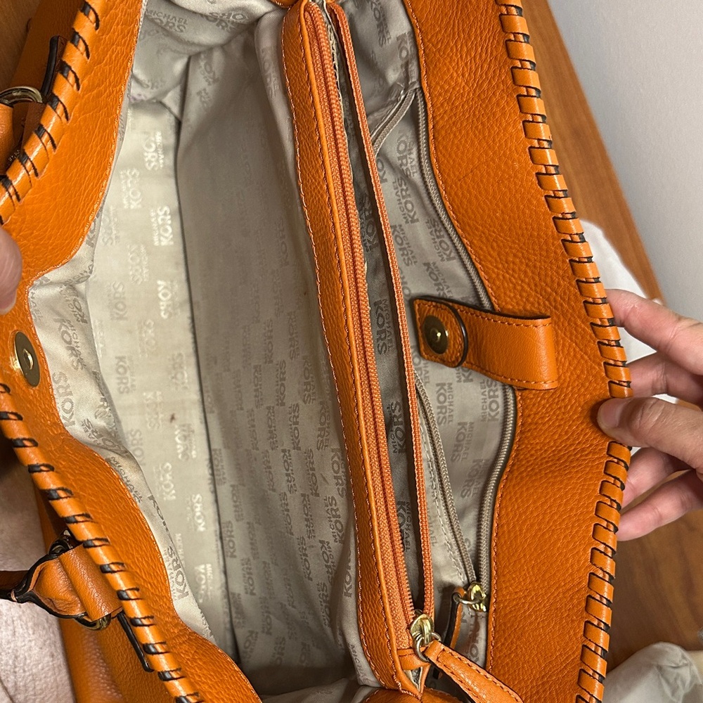 Michael Kors Orange Satchel with Gold Accents - Picture 4 of 6